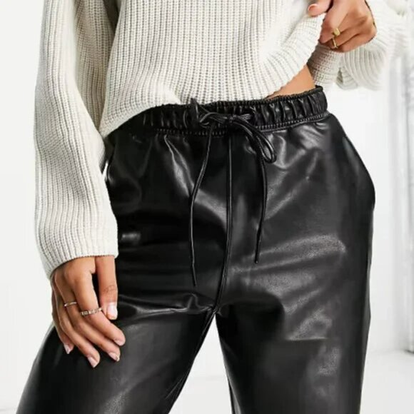ABERCROMBIE & FITCH FAUX LEATHER JOGGER PANTS - Picture 1 of 6